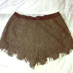 Olive lace shorts